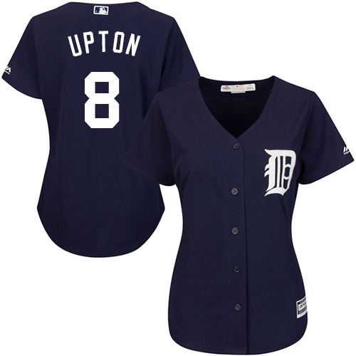 Tigers #8 Justin Upton Navy Blue Alternate Women's Stitched MLB Jersey - Click Image to Close